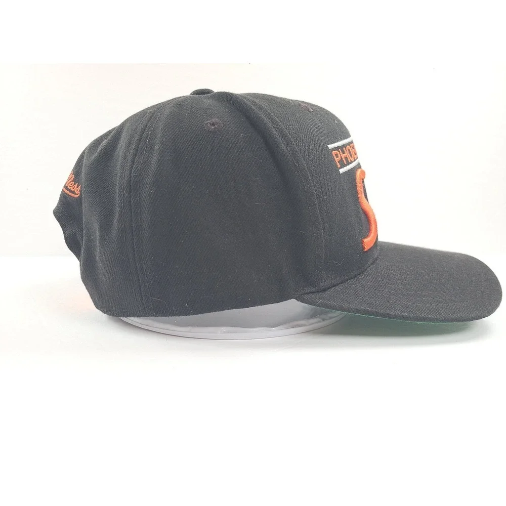 Mitchell & Ness Phoenix Suns Snapback Hat Black‎ Orange Script Logo Mens Cap NBA